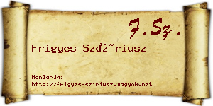 Frigyes Szíriusz névjegykártya